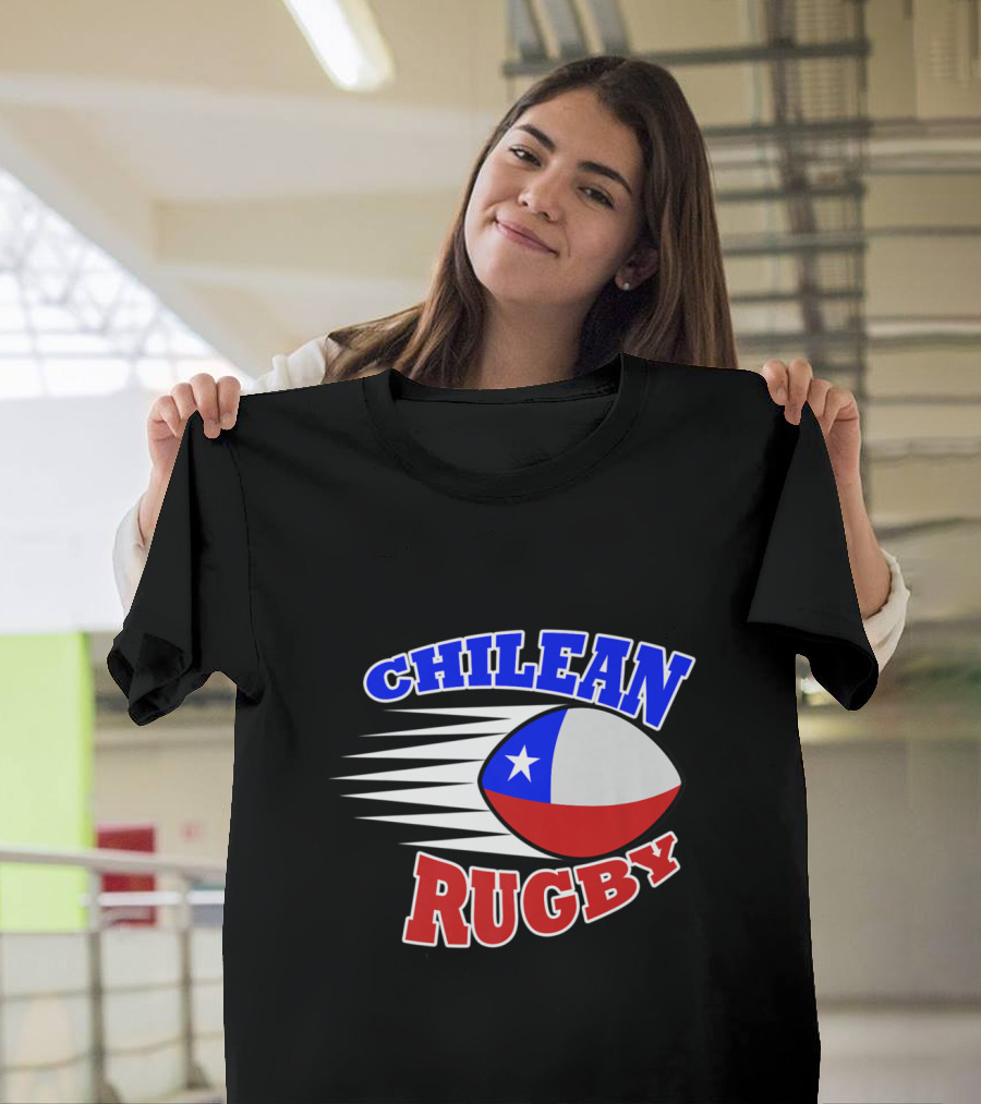 Chilean Flag Rugby Ball Chilean Rugby Sports Player T-Shirt