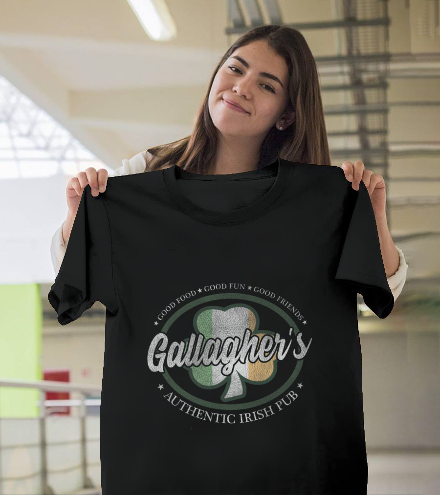 Gallagher's Authentic Irish Pub Good Food Good Fun Good Friends Shamrock T-Shirt