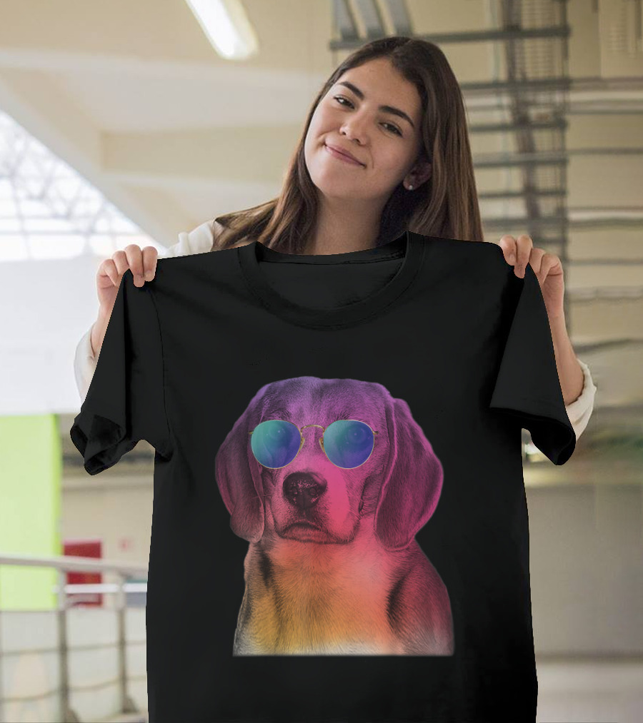 Beagle Sunglasses Dog LoverDog Colorful Pet Photography Multicolor Glasses Vibrant Cute Puppy T-Shirt
