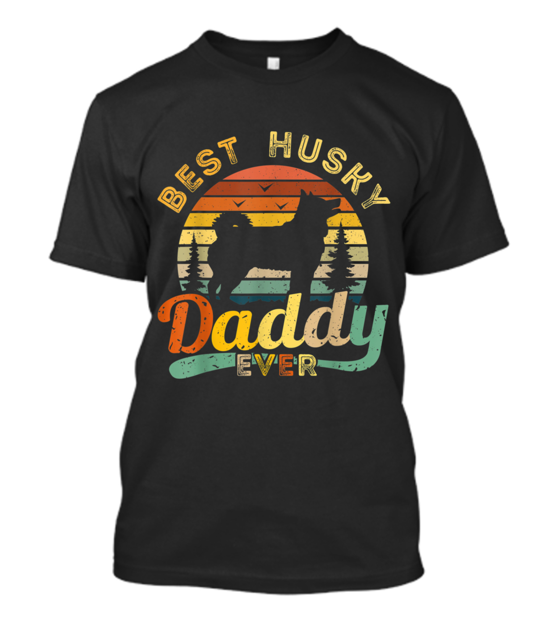 Best Husky Daddy Ever Vintage Sunset T-Shirt