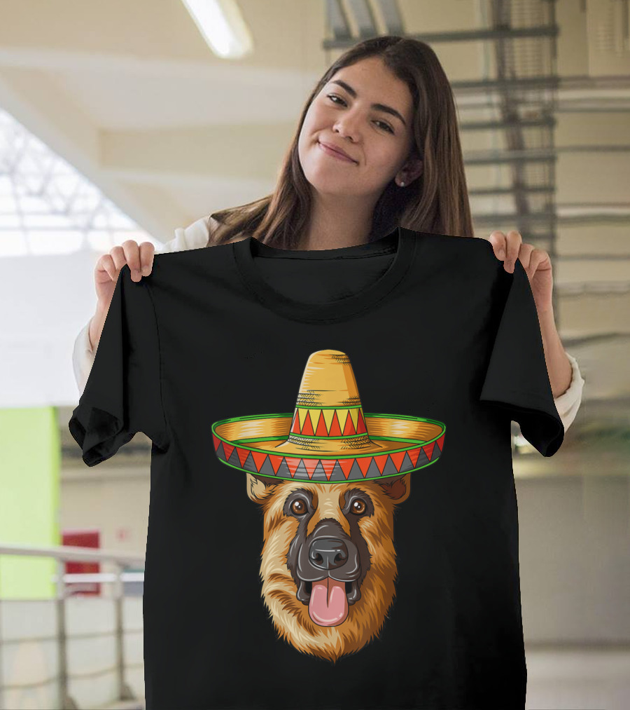 German Shepherd with Sombrero for Cinco De Mayo T-Shirt