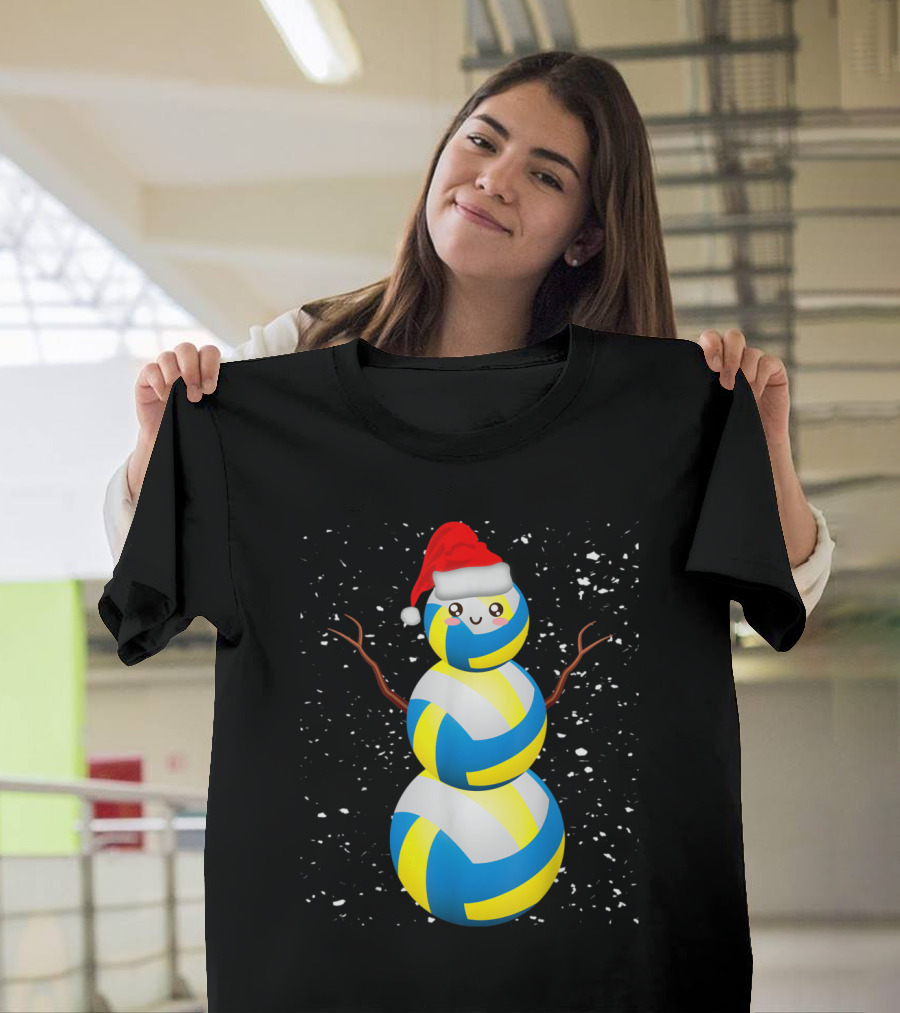 Christmas In July Volleyball Snowman Wearing Santa Hat T-Shirt