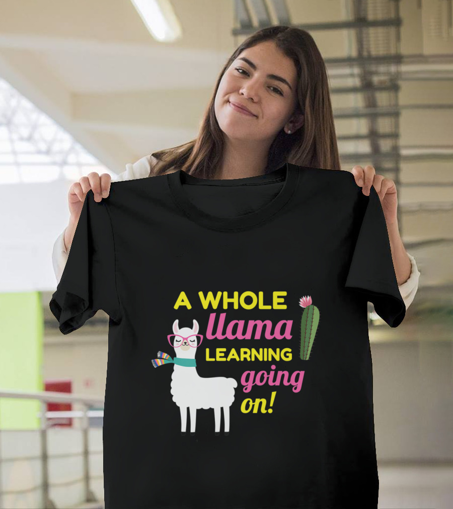 A Whole Llama Learning Going On Cactus Glasses Scarf T-Shirt