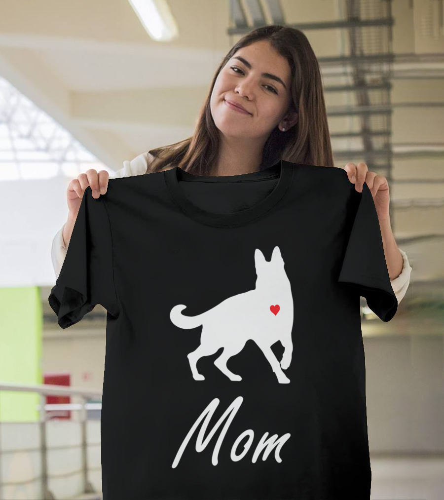 German Shepherd Dog Mom Silhouette with Heart T-Shirt