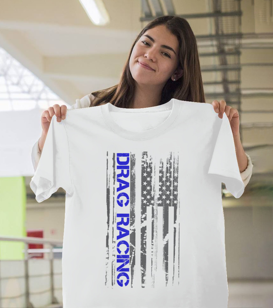 Drag Racing Patriotic American Flag T-Shirt
