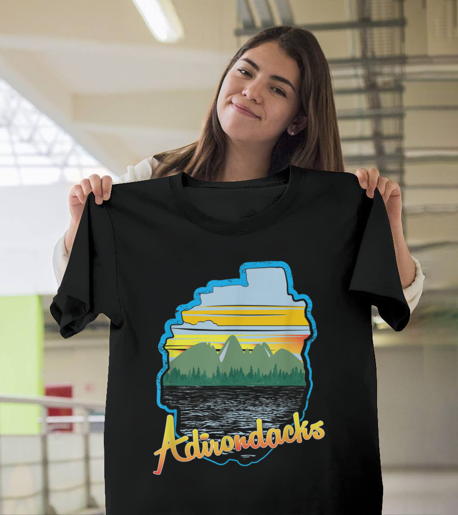 Adirondacks Mountain Sunset Reflection in Wilderness Scene T-Shirt