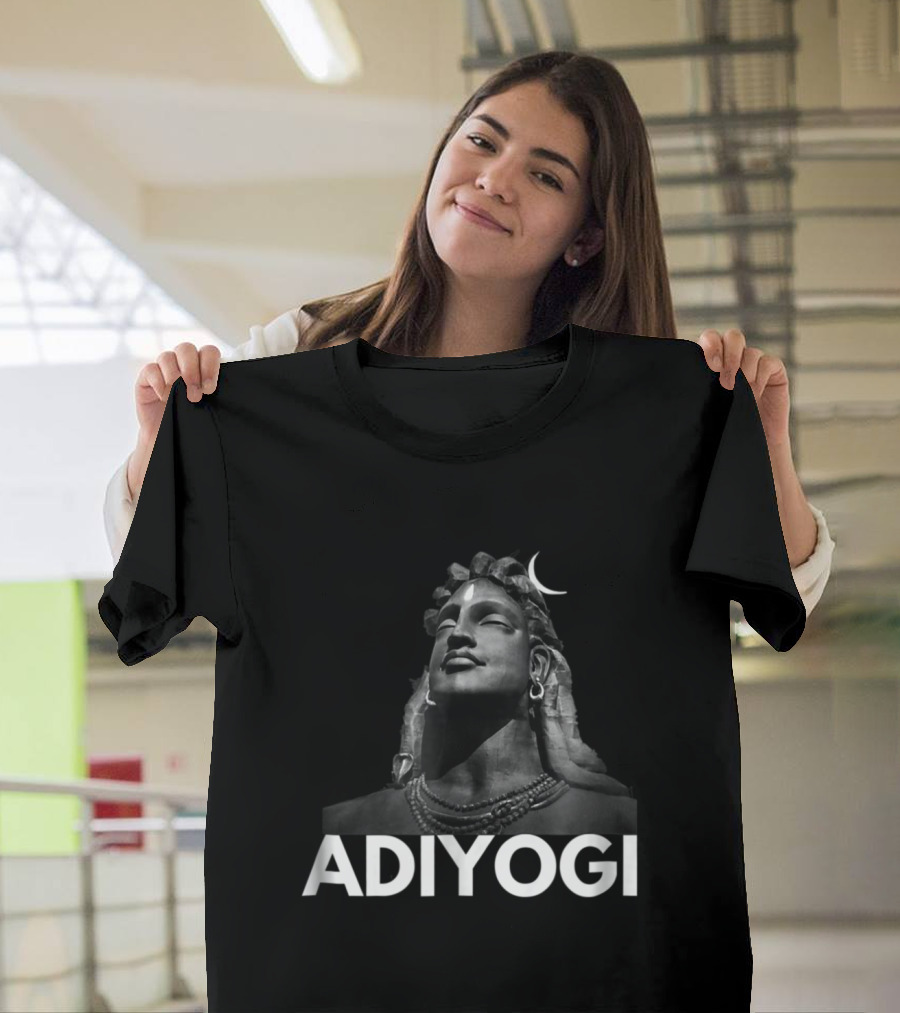 Adiyogi the Source of Yoga with Sacred Crescent Icon Symbolism T-Shirt
