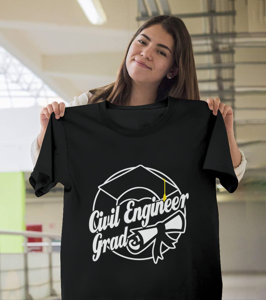 Graduation Cap and Diploma Civil Engineer Grad T-Shirt