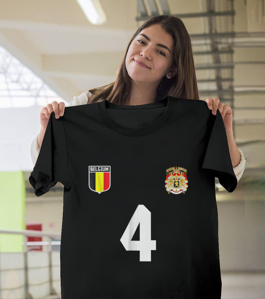 Belgium Soccer Jersey World Team Number 4 Emblem T-Shirt