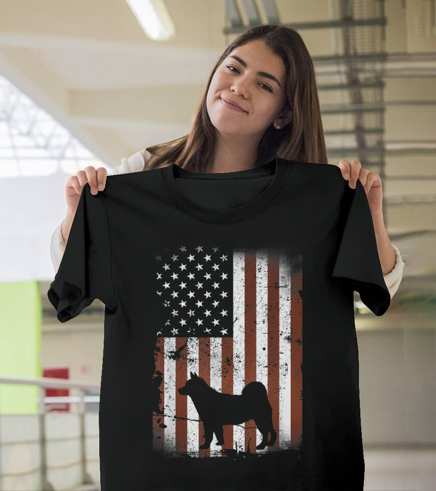 Akita American Flag Dog USA Independence Celebration 4th Of July T-Shirt