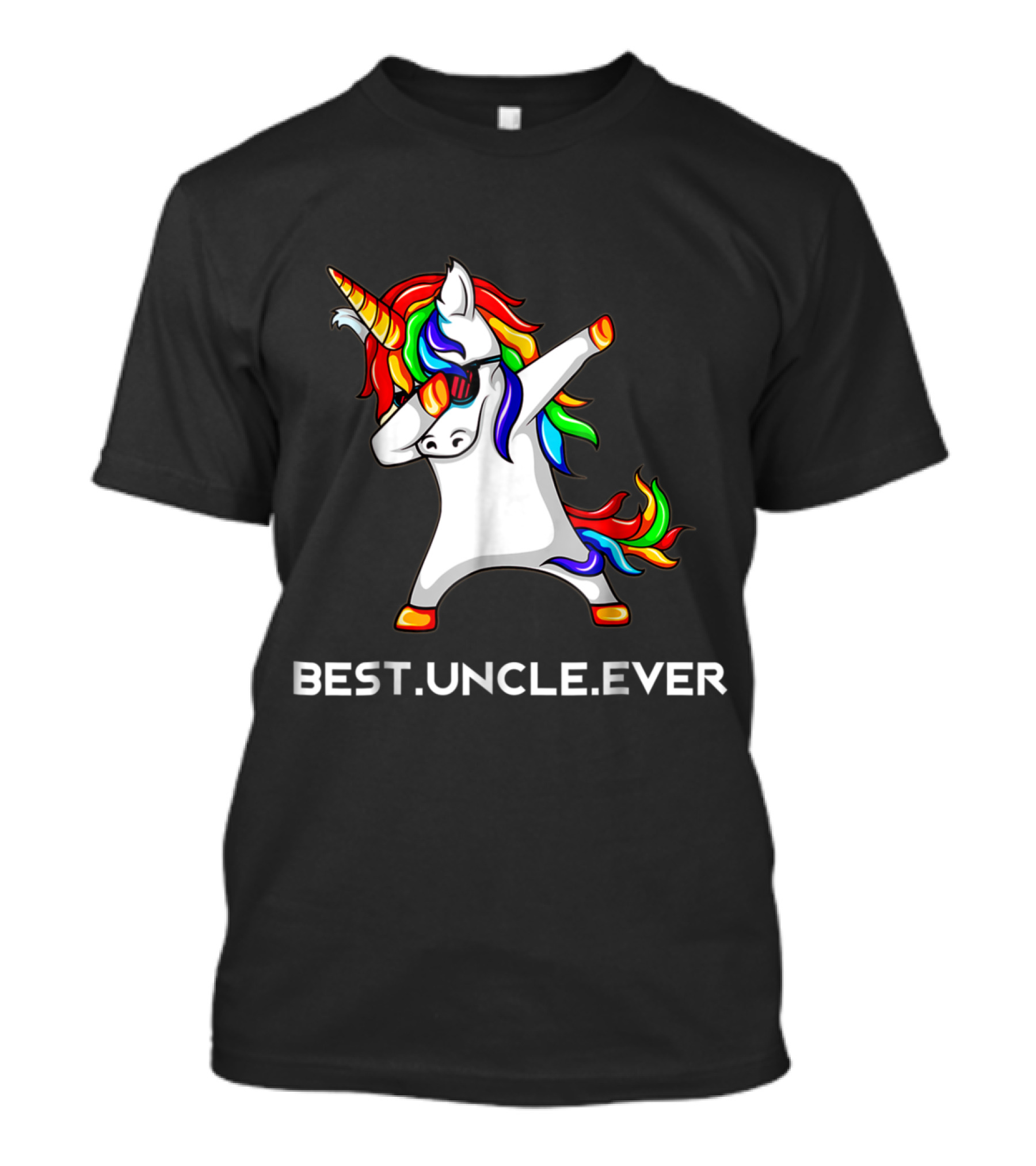 Best Uncle Ever Dabbing Funny Rainbow Unicorn T-Shirt