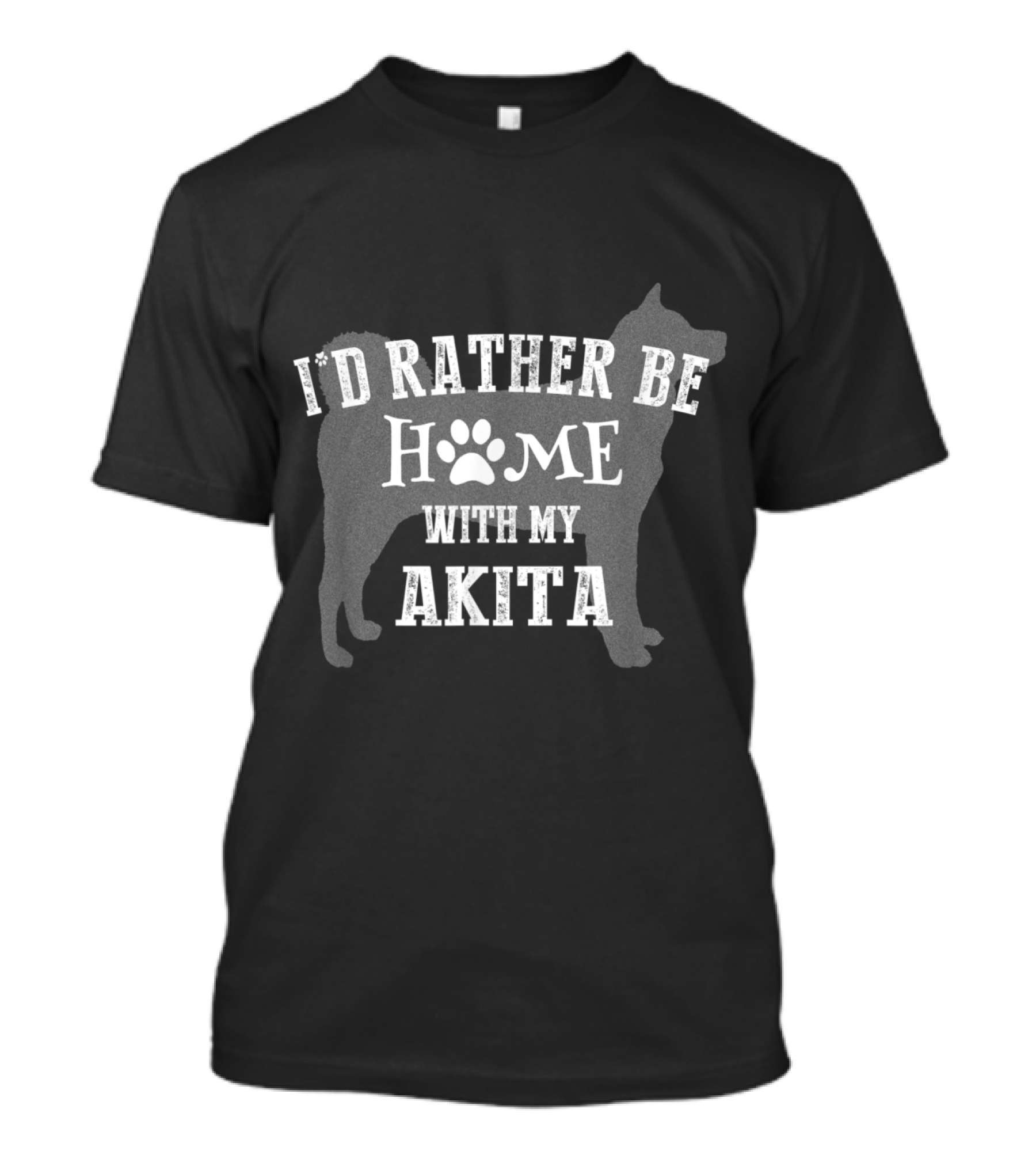 I'd Rather Be Home With My Akita Silhouette And Paw Prints T-Shirt