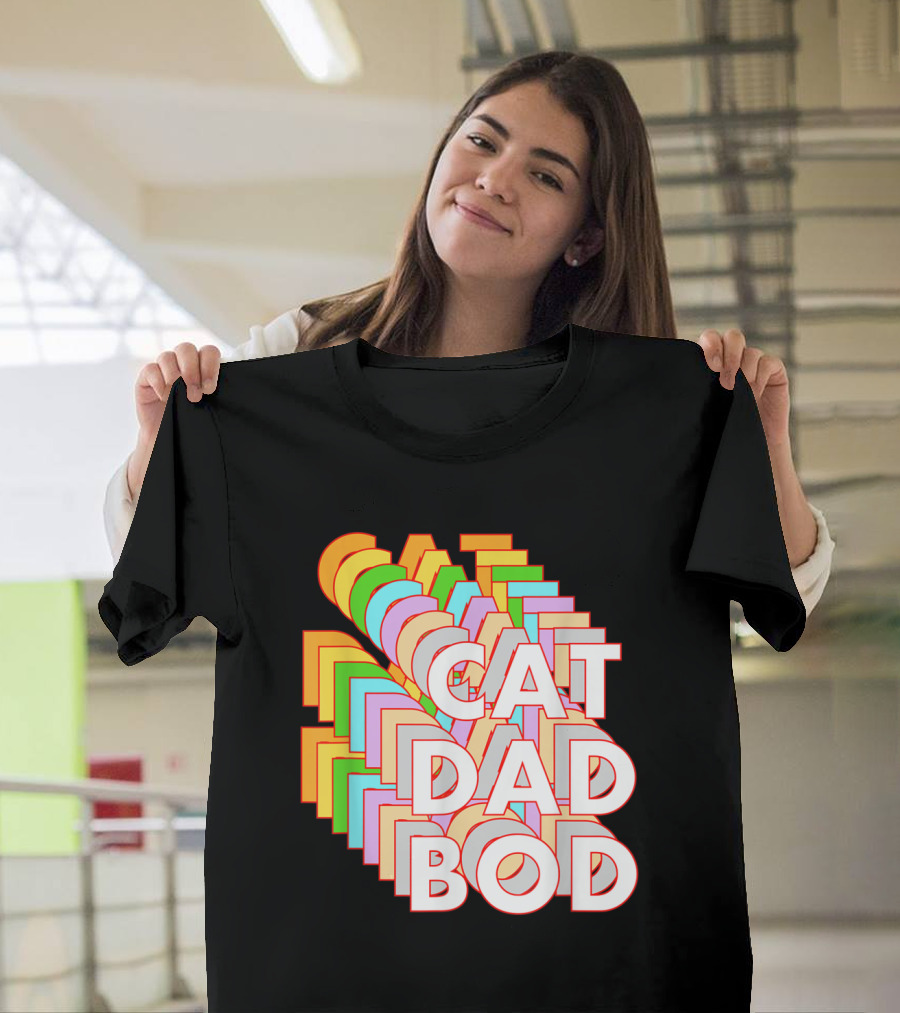 Funny Cat Dad Bod Retro Pet Owner Fitness Humor T-Shirt