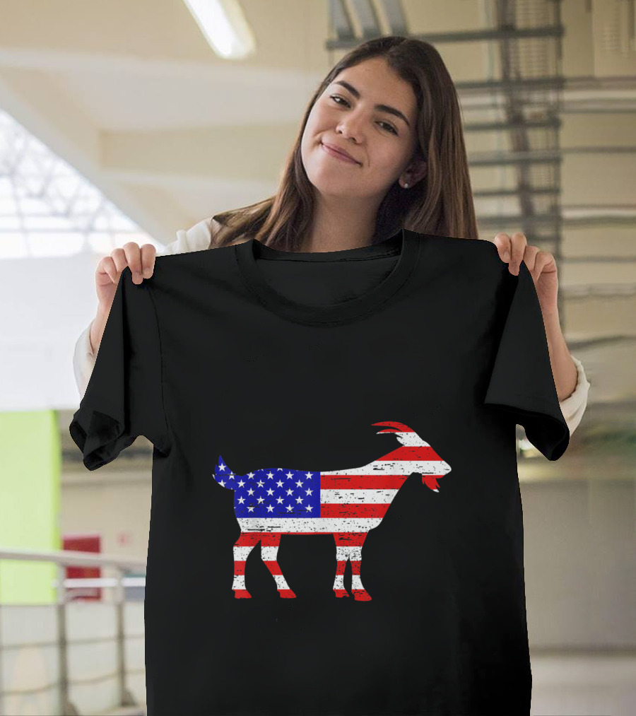 American Flag Goat 4th of July USA Patriotic T-Shirt