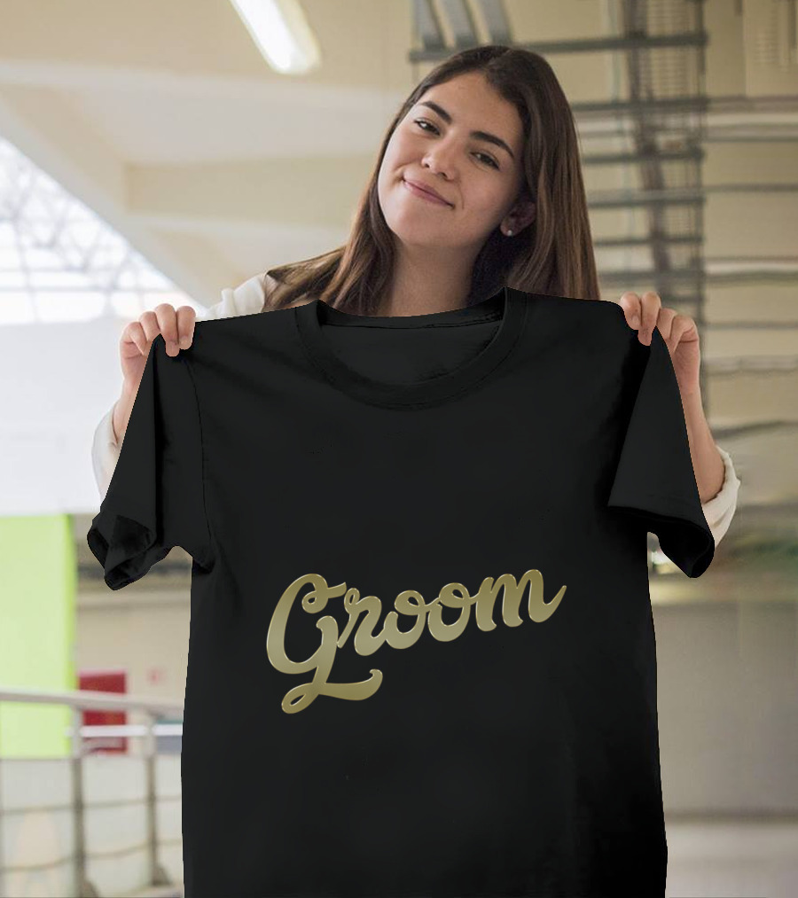 Groom Wedding Party Bachelor Celebration Classic Script T-Shirt