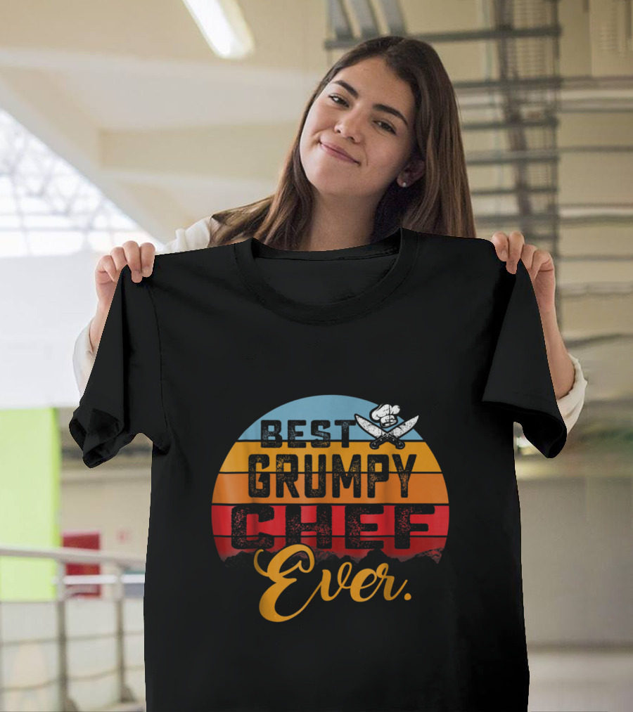Best Grumpy Chef Ever Vintage Style with Chef Hat and Knives T-Shirt
