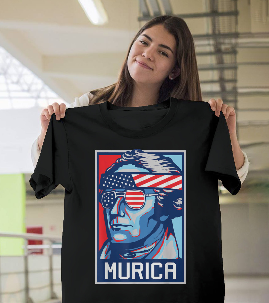 Alexander Hamilton Murica American Flag Sunglasses Patriotic 4th of July T-Shirt