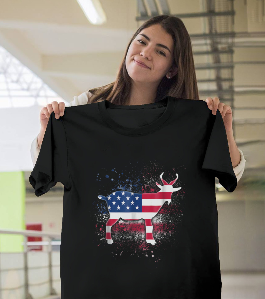 USA Flag Goat Independence Day Patriotic T-Shirt