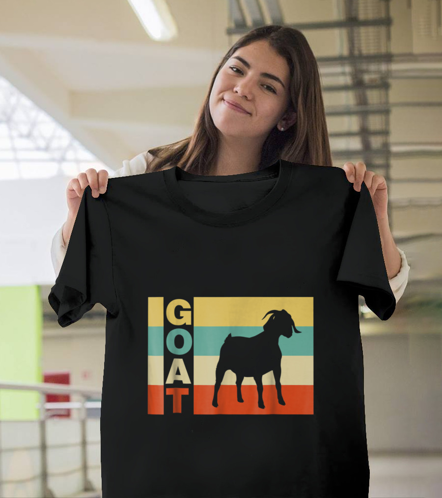 Retro Striped Goat Silhouette 'GOAT' T-Shirt