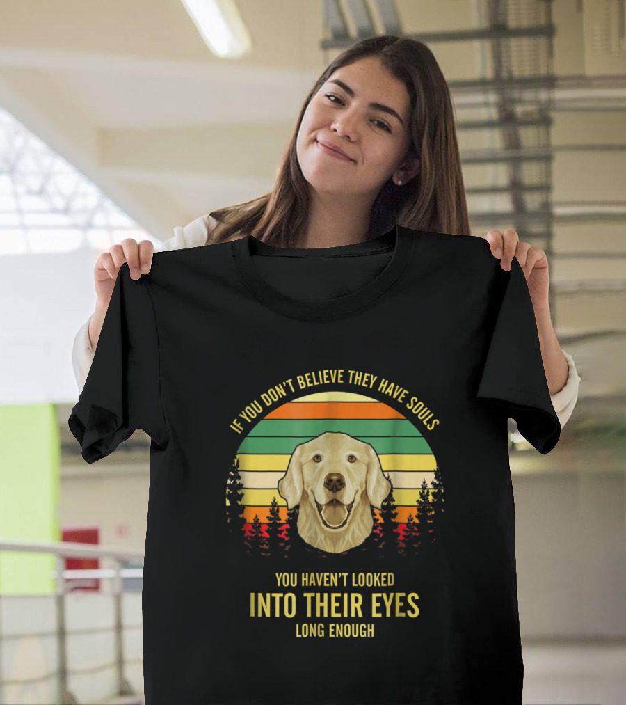 Golden Retriever Soulful Eyes Retro Forest T-Shirt