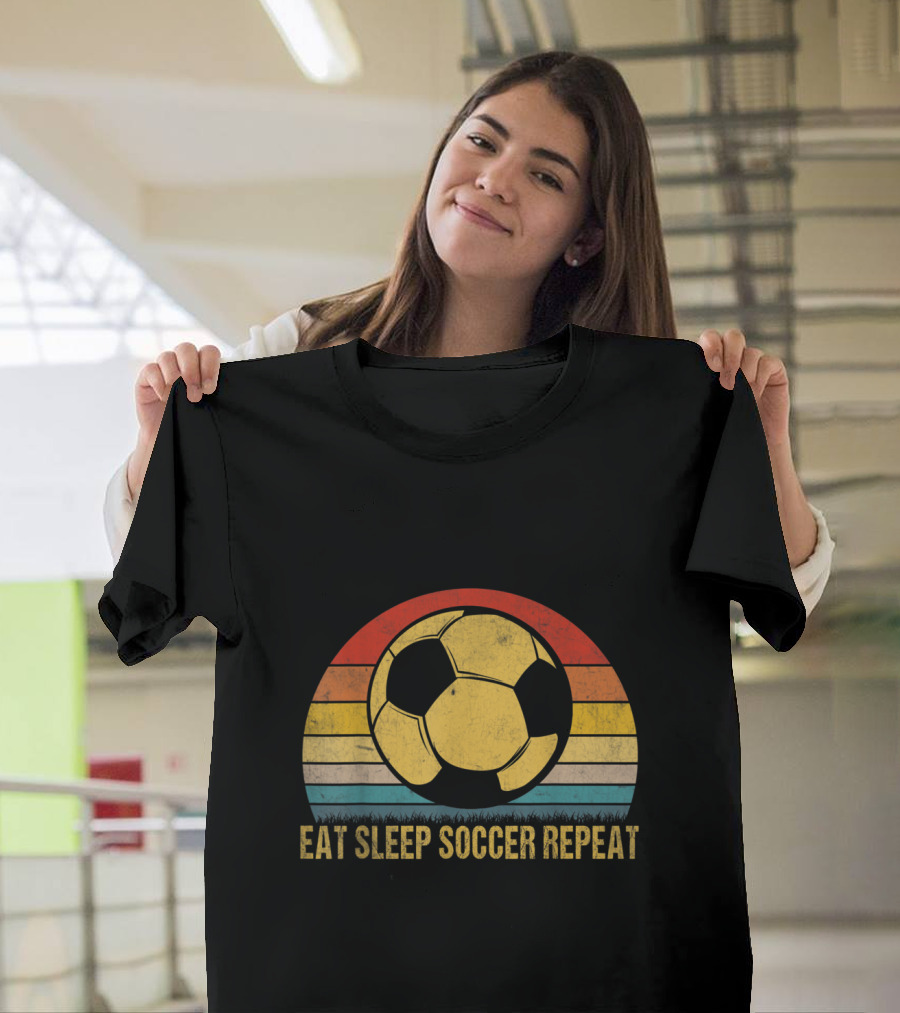 Eat Sleep Soccer Repeat Retro Vintage Soccer Ball T-Shirt