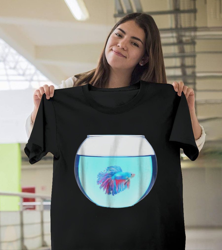 Betta Fish Vibrant Colors in Glass Bowl Display T-Shirt