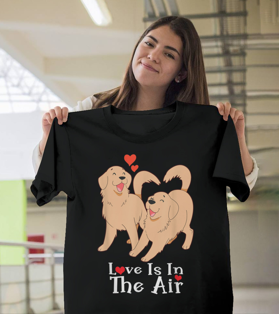Love Is In The Air Golden Retriever Hearts T-Shirt