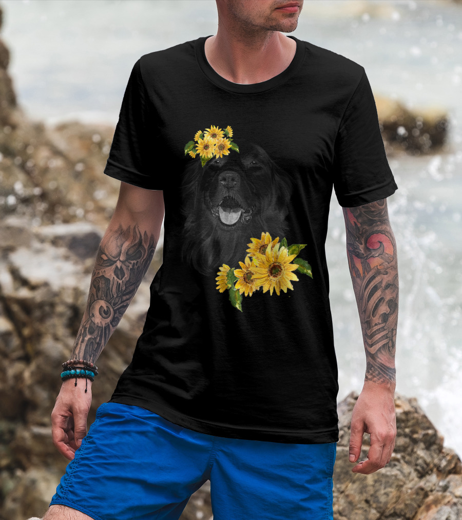Golden Retriever With Sunflowers Anima T-Shirt