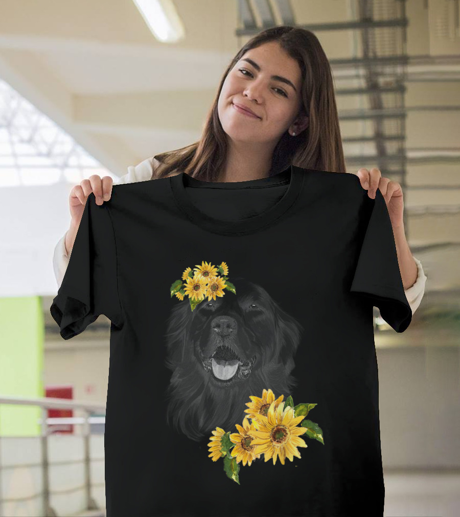 Golden Retriever With Sunflowers Anima T-Shirt
