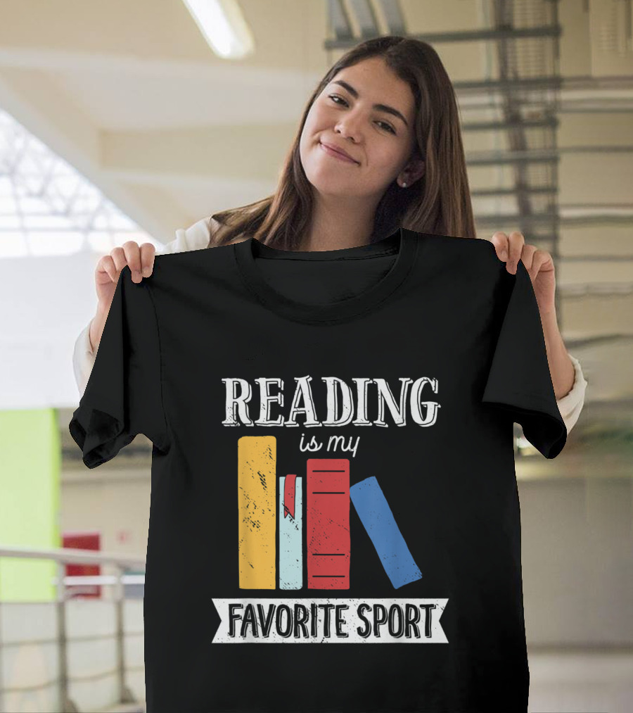Reading Is My Favorite Sport Book Stack T-Shirt