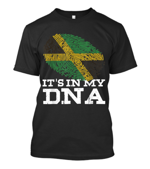 Jamaican DNA Flag Fingerprint Design Jamaican Pride In My DNA T-Shirt