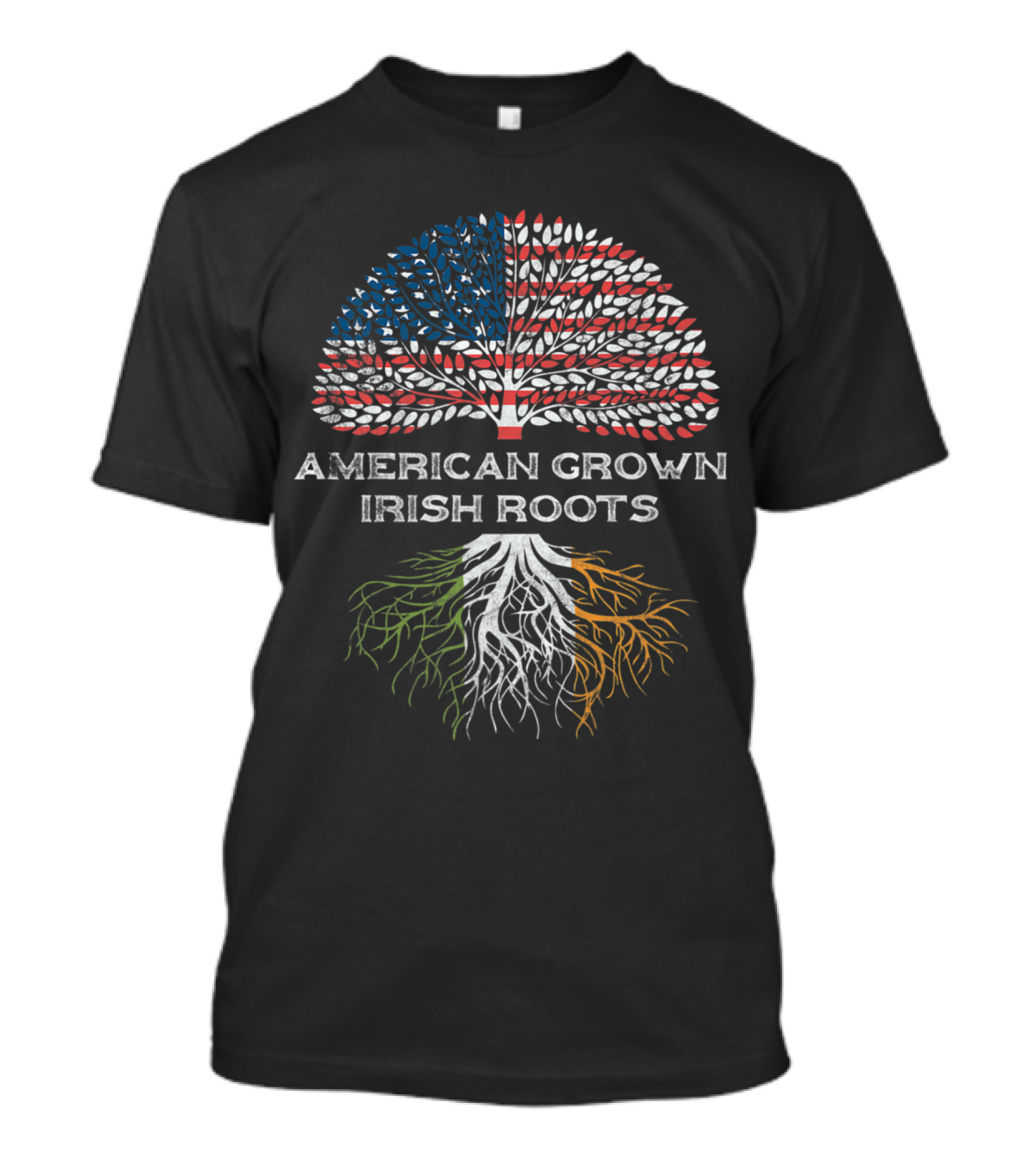 American Grown Irish Roots USA Flag Tree Irish Flag Roots T-Shirt