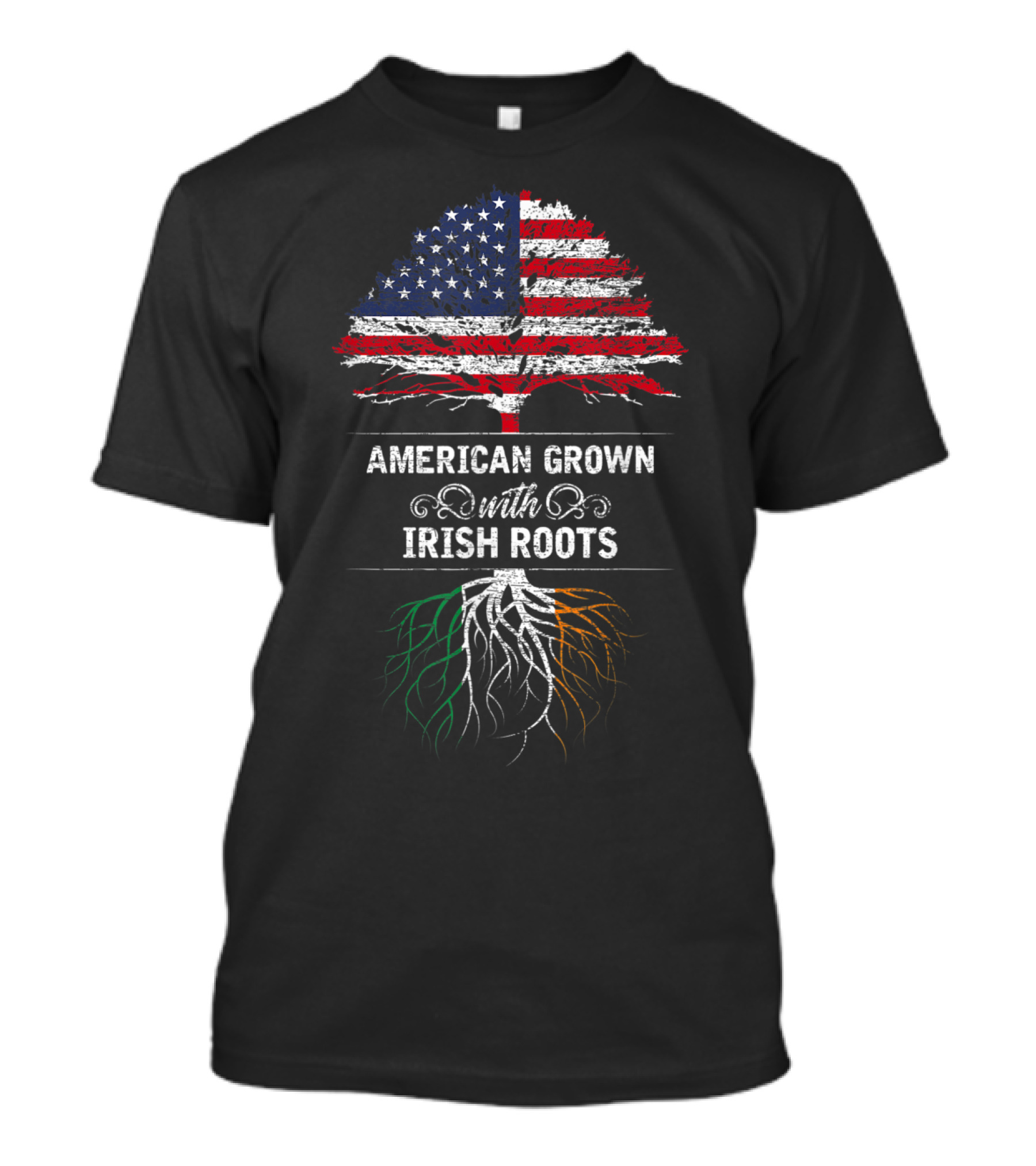 American Flag Tree Symbolizing Grown With Irish Roots T-Shirt