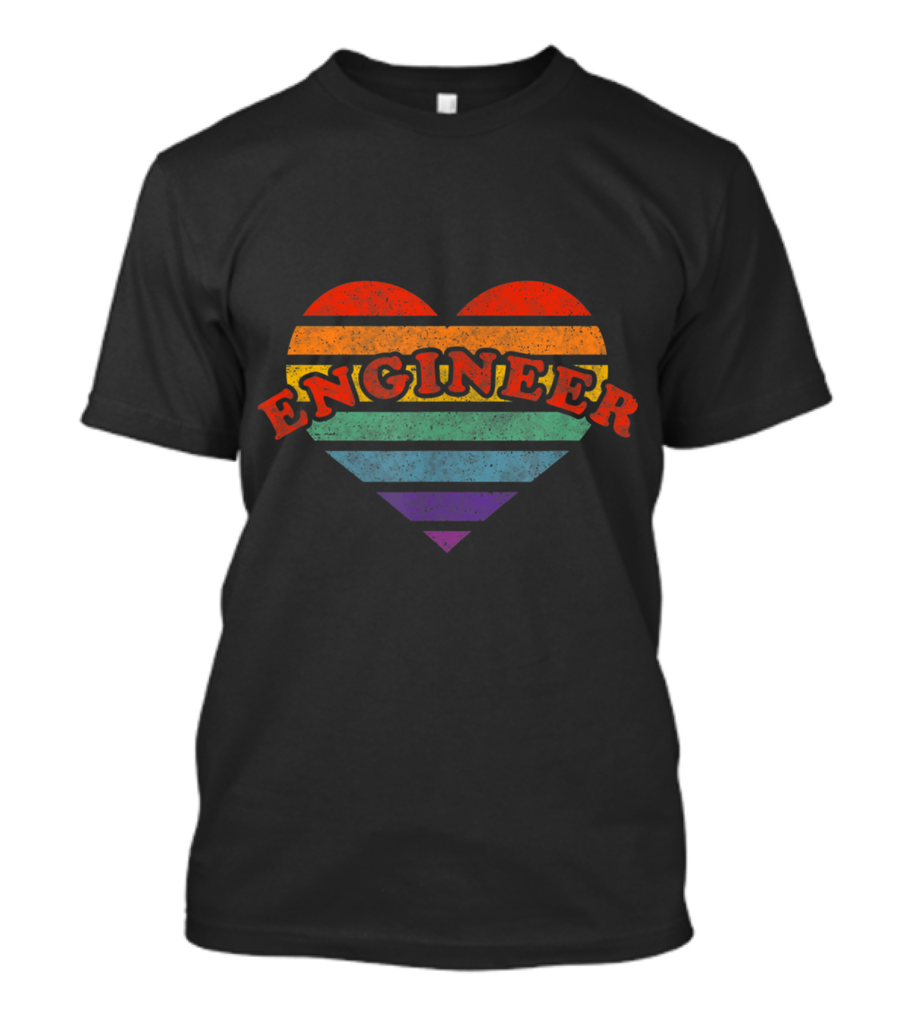 Engineer Pride Retro Striped Heart 80s Rainbow T-Shirt