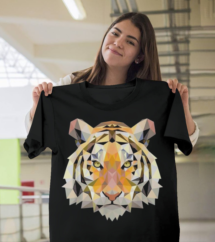 Tiger Orange Geometric Tiger Face T-Shirt