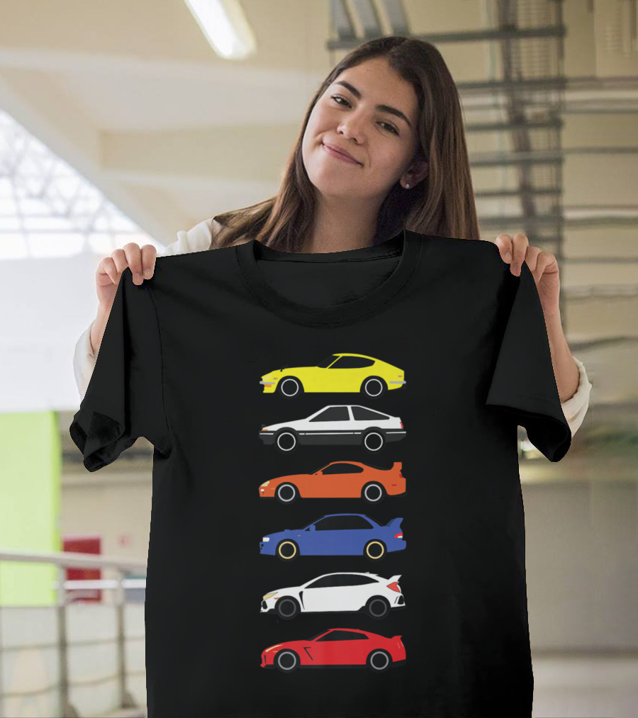 Japanese Car Drifting Turbo 90s Iconic Sports Cars Silhouette Compilation T-Shirt