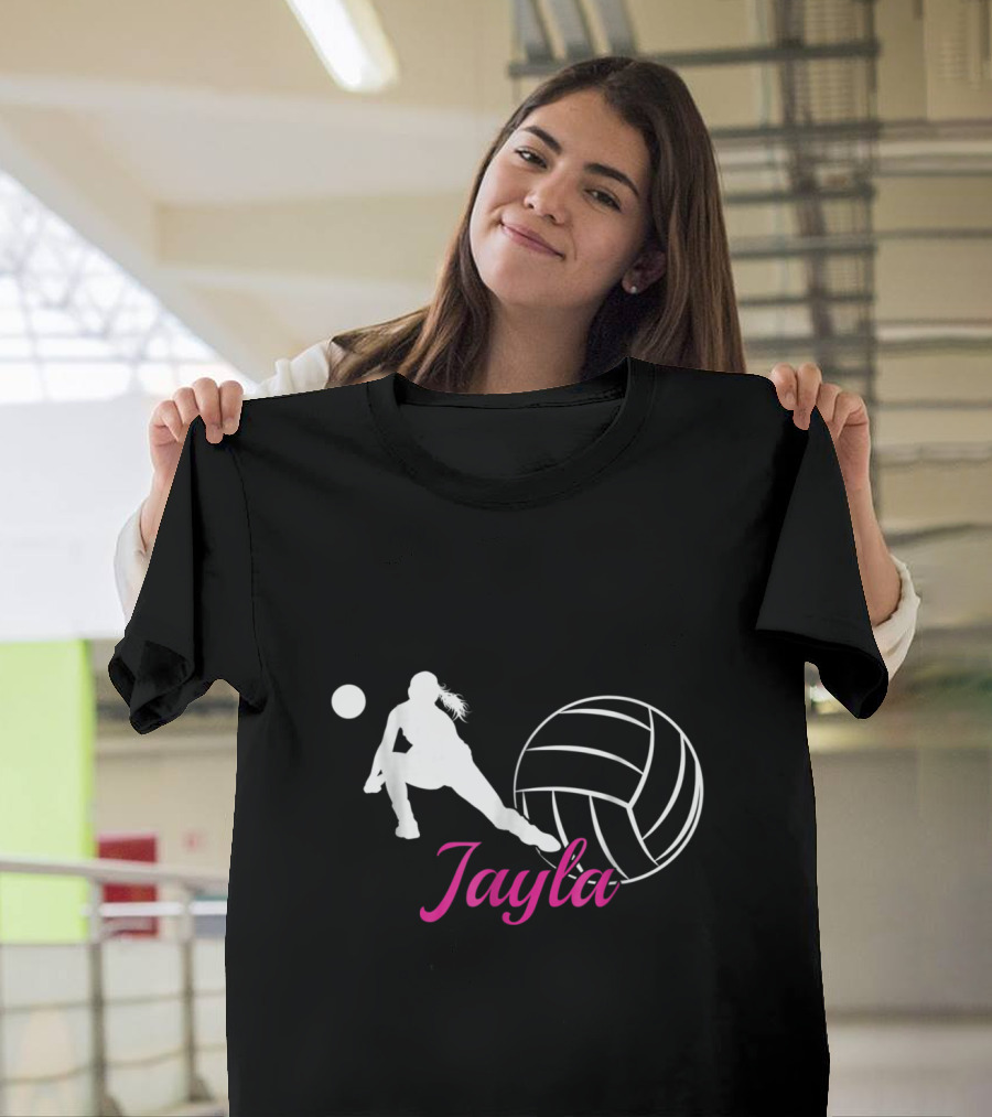 Jayla Volleyball Player Silhouette and Ball T-Shirt