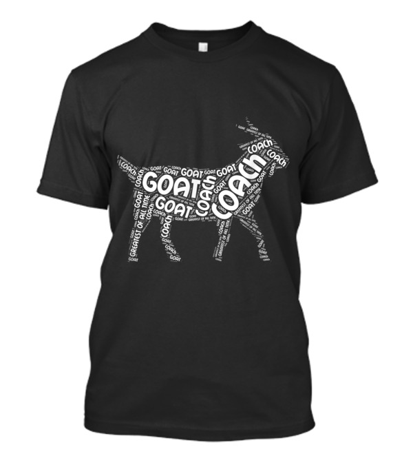 Greatest Coach Of All Time GOAT Coach Word Cloud Goat Shape T-Shirt