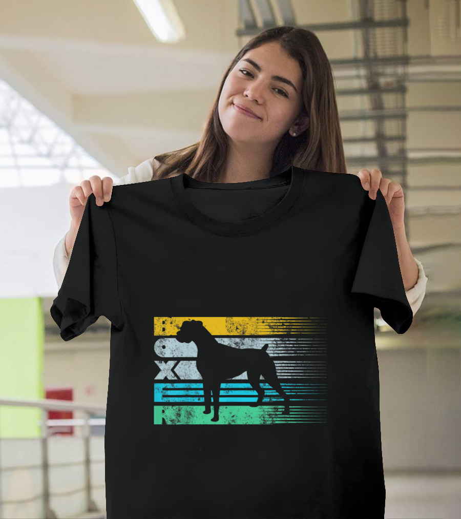 Boxer Dog Silhouette Vintage T-Shirt