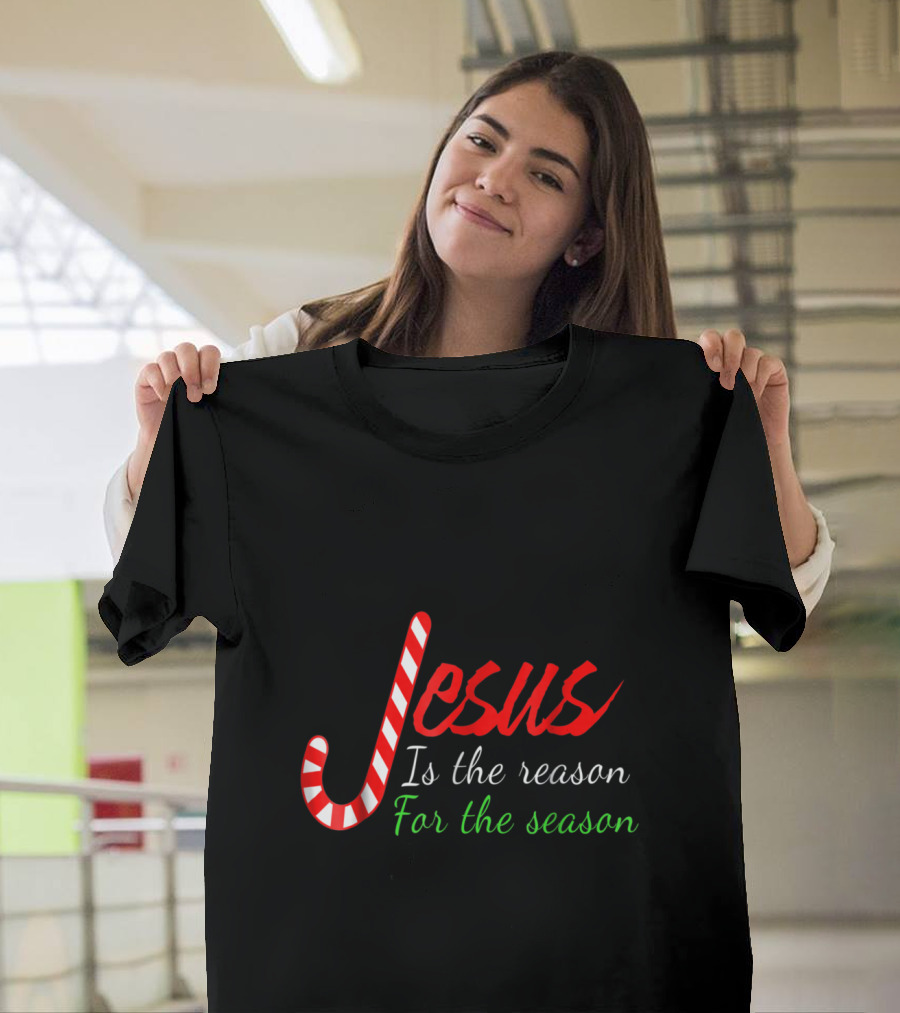 Jesus Is The Reason For The Season Candy Cane Christian T-Shirt