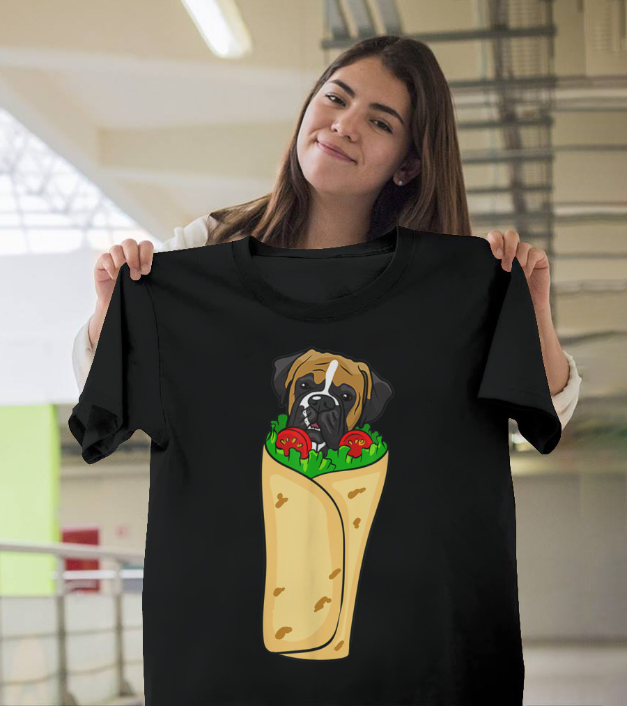 Boxer Dog In Burrito Costume For Mexican Cinco De Mayo T-Shirt