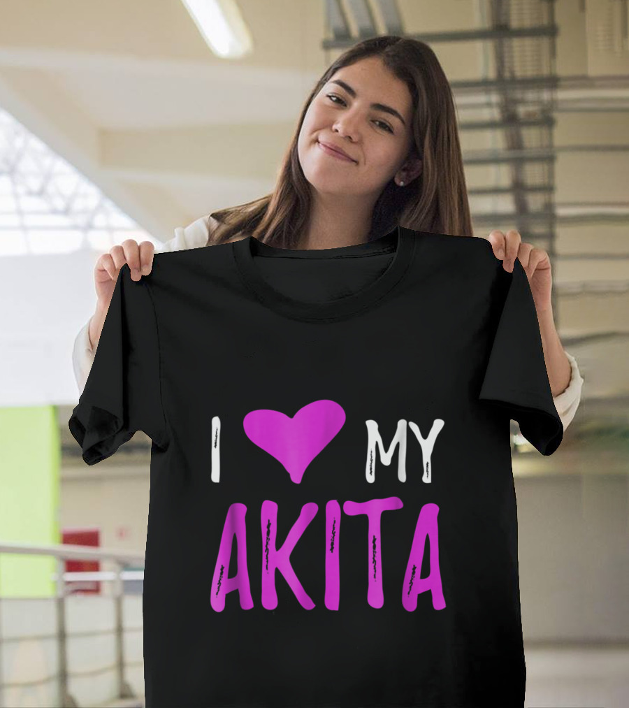 I Love My Akita Heart T-Shirt