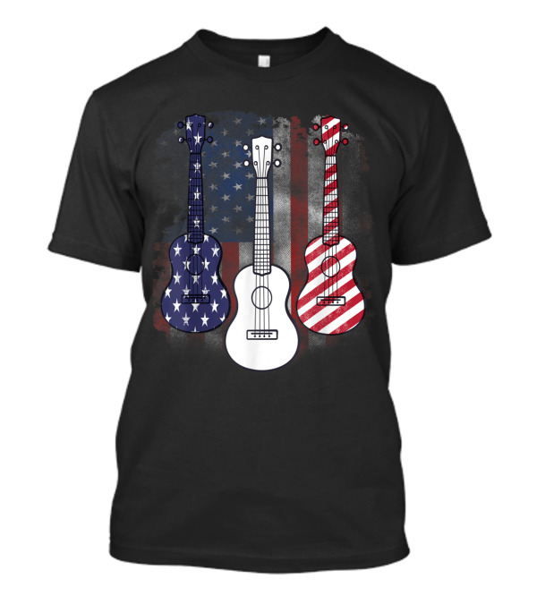 Guitar 4th Of July Red White Blue American Flag T-Shirt