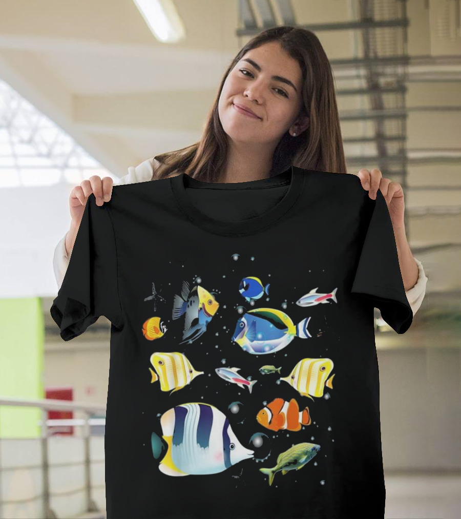Tropical Fish Aquarium Under Ocean with Colorful Marine Life T-Shirt