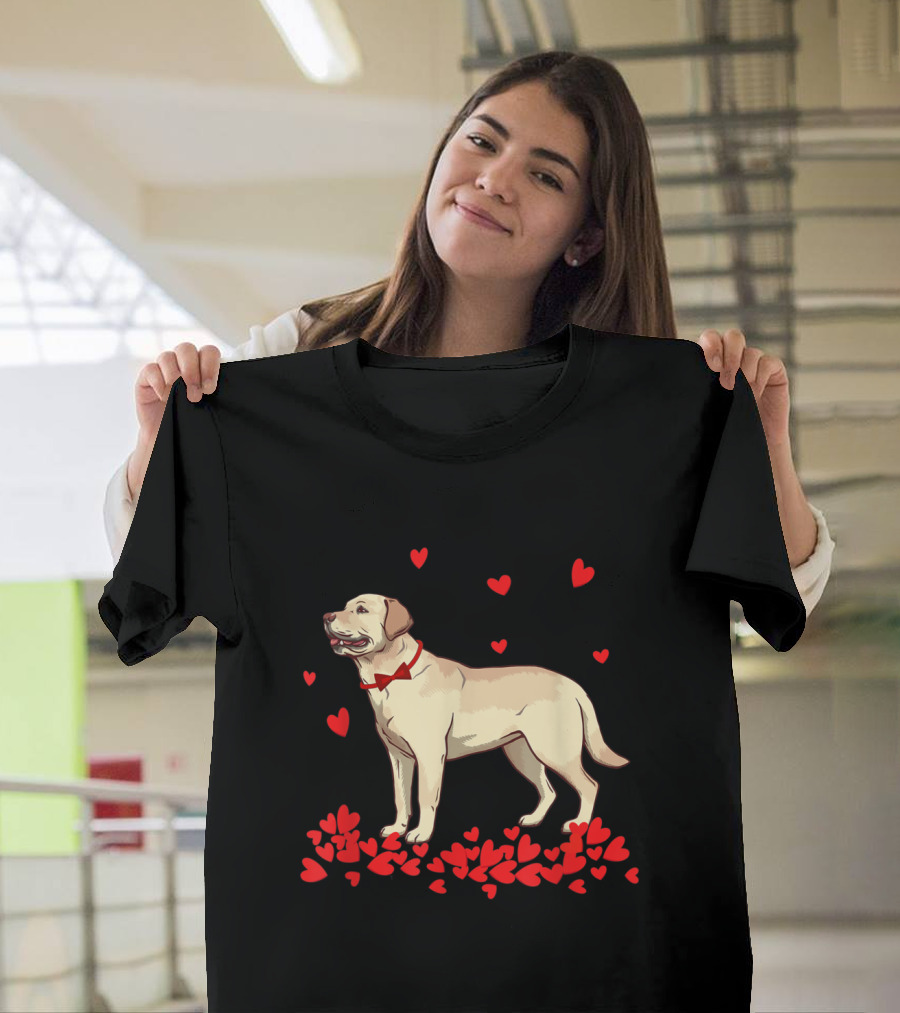 Labrador Retriever Surrounded by Hearts Valentine T-Shirt