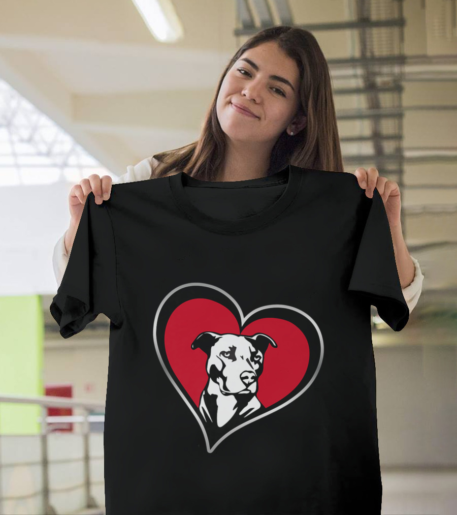 I Love Pitbull Dog Heart T-Shirt