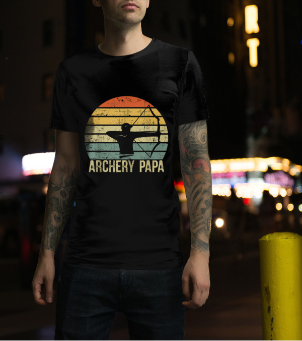 Archery Papa Vintage Sunset Archery Father's Day T-Shirt