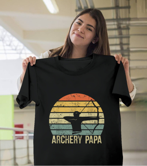 Archery Papa Vintage Sunset Archery Father's Day T-Shirt