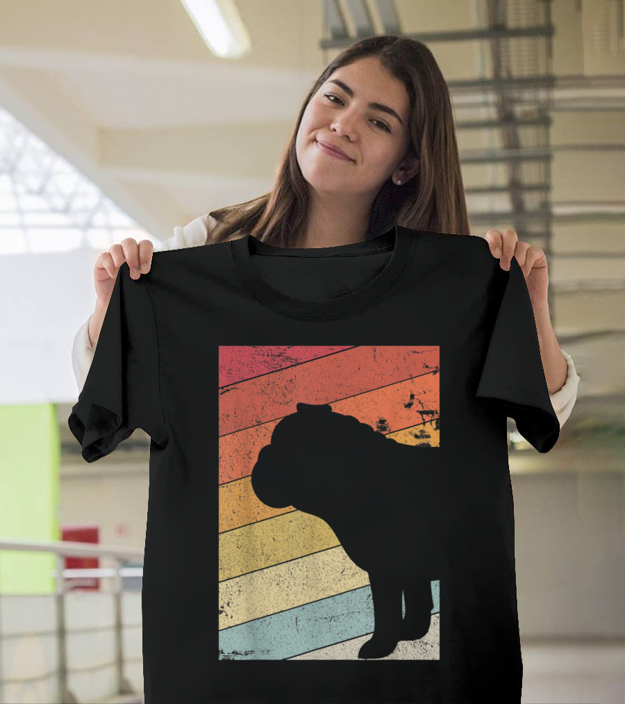 British Bulldog Styl Retro Silhouette Vintage Stripes T-Shirt
