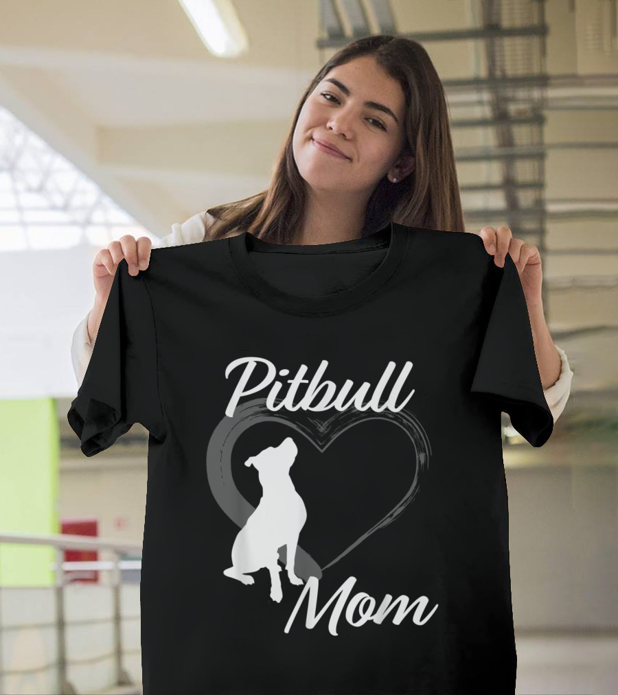 Pitbull Mom Heart T-Shirt